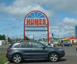 Humes Collision Center Sign